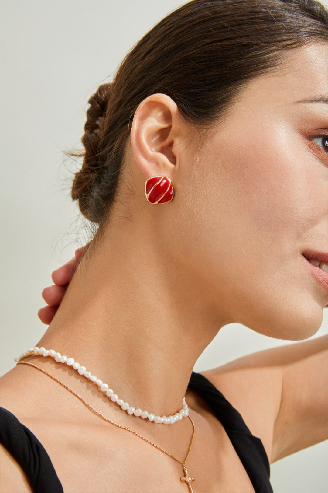 S925 Silver Red Drip Glaze Earrings