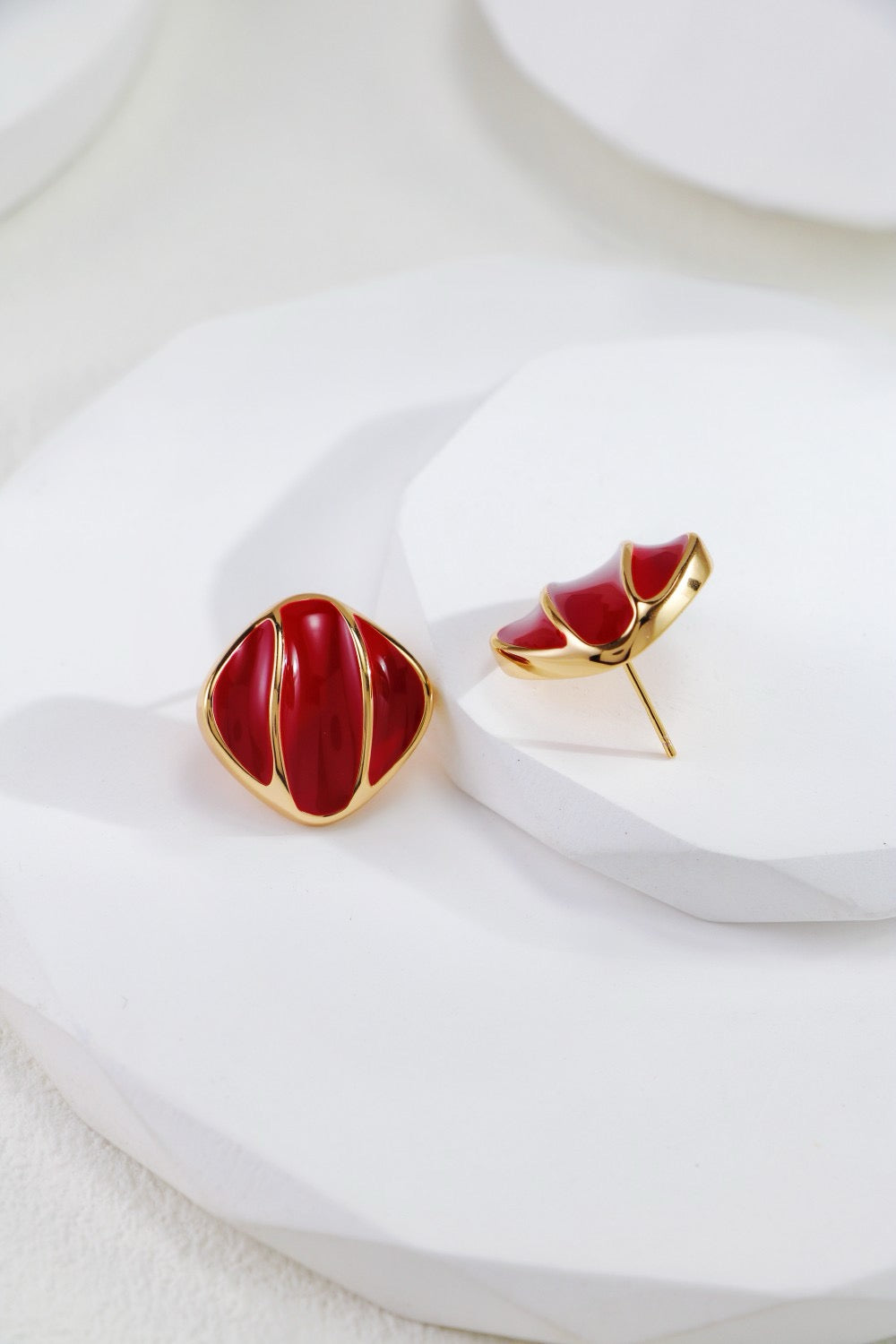 S925 Silver Red Drip Glaze Earrings