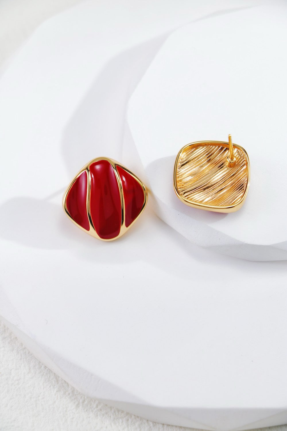 S925 Silver Red Drip Glaze Earrings
